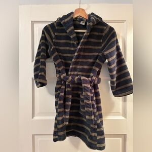 Tucker + Tate Striped Hooded Plush Robe - Navy and Olive Green Size 5/6